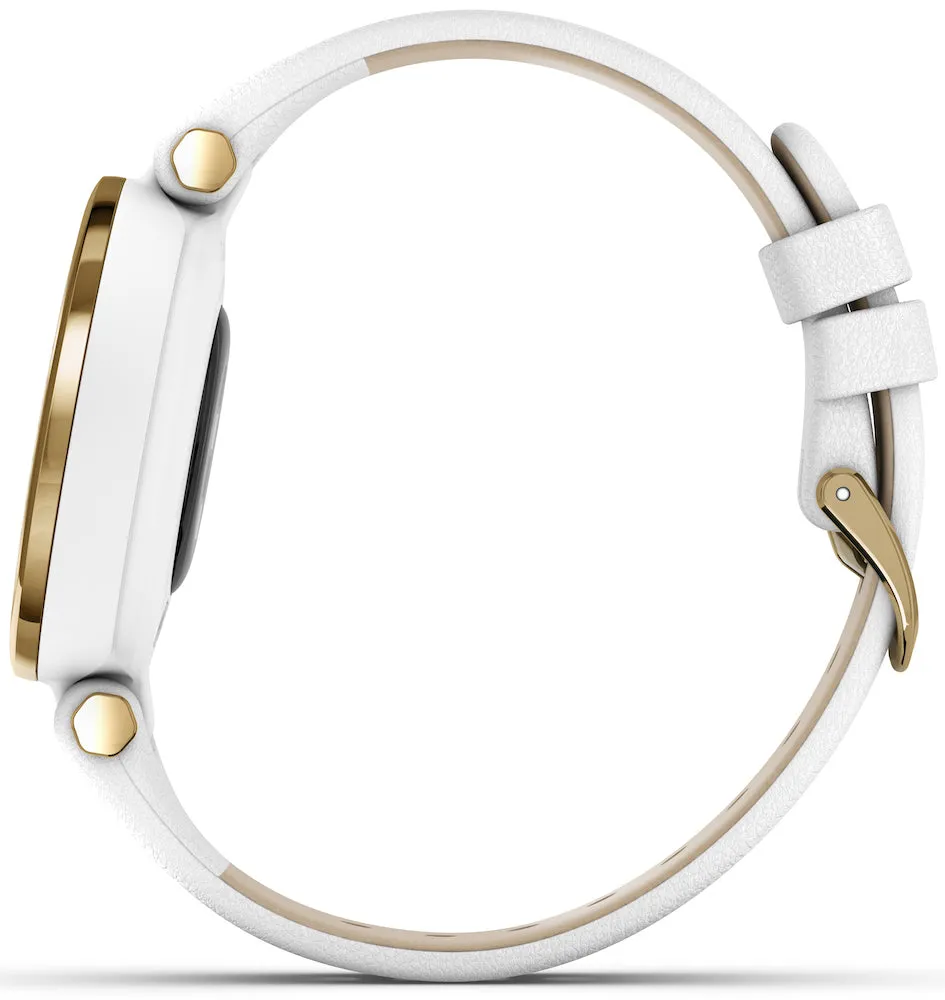 Garmin Watch Lily Light Gold White Case and Italian Leather Band
