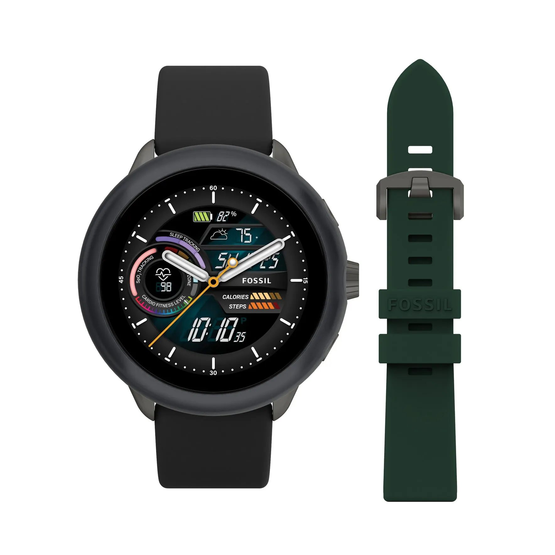 Gen 6 Wellness Edition Smartwatch Black Silicone and Interchangeable Strap and Bumper Set