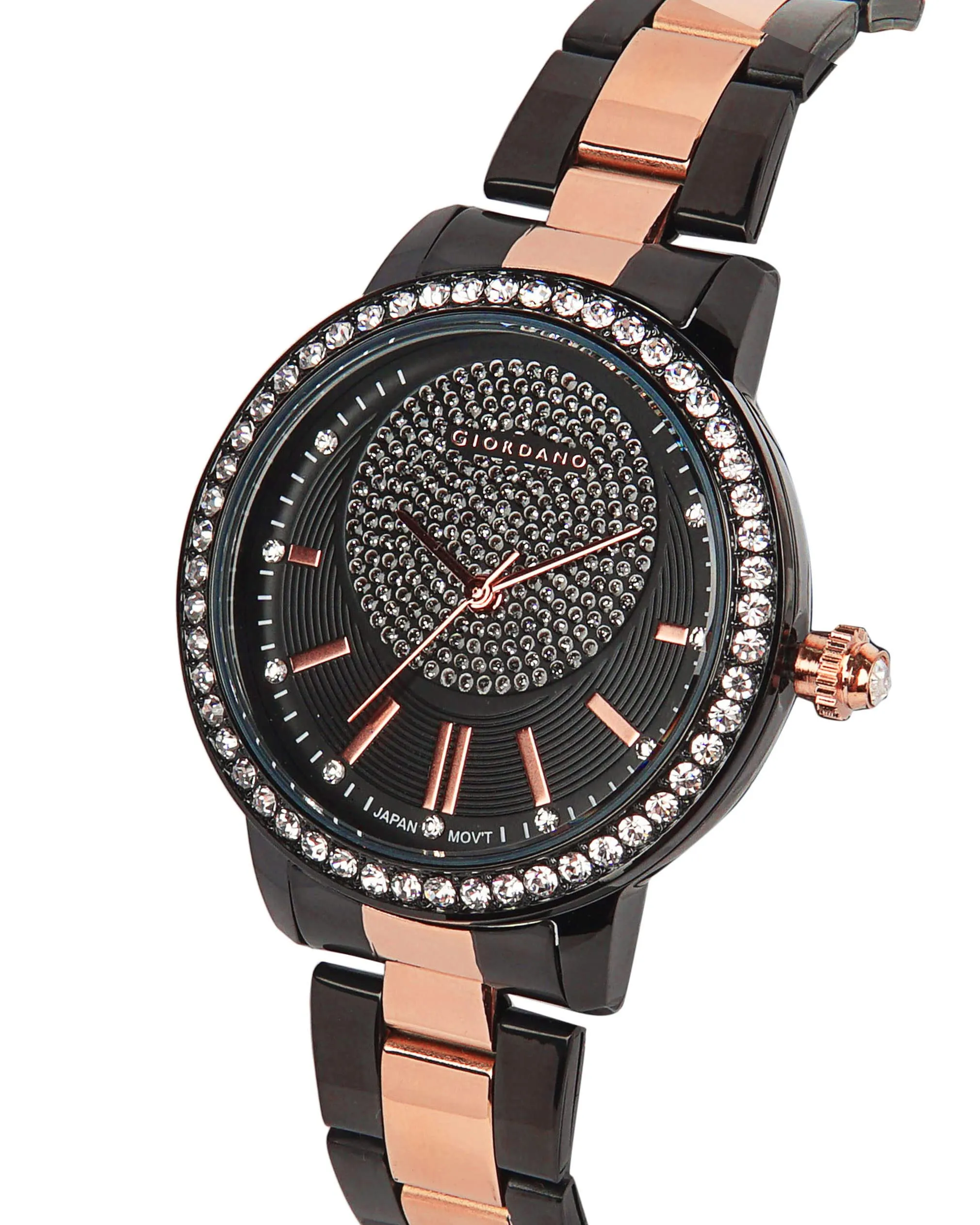 Giordano Analog Watch for Women Diamond Studded with Metal Strap Ladies Wrist Watch Water Resistant Elegant Watches for Women to Compliment Your Look Ideal Gift for Women - GZ-60045