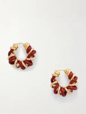 Gold vermeil and leather hoop earrings