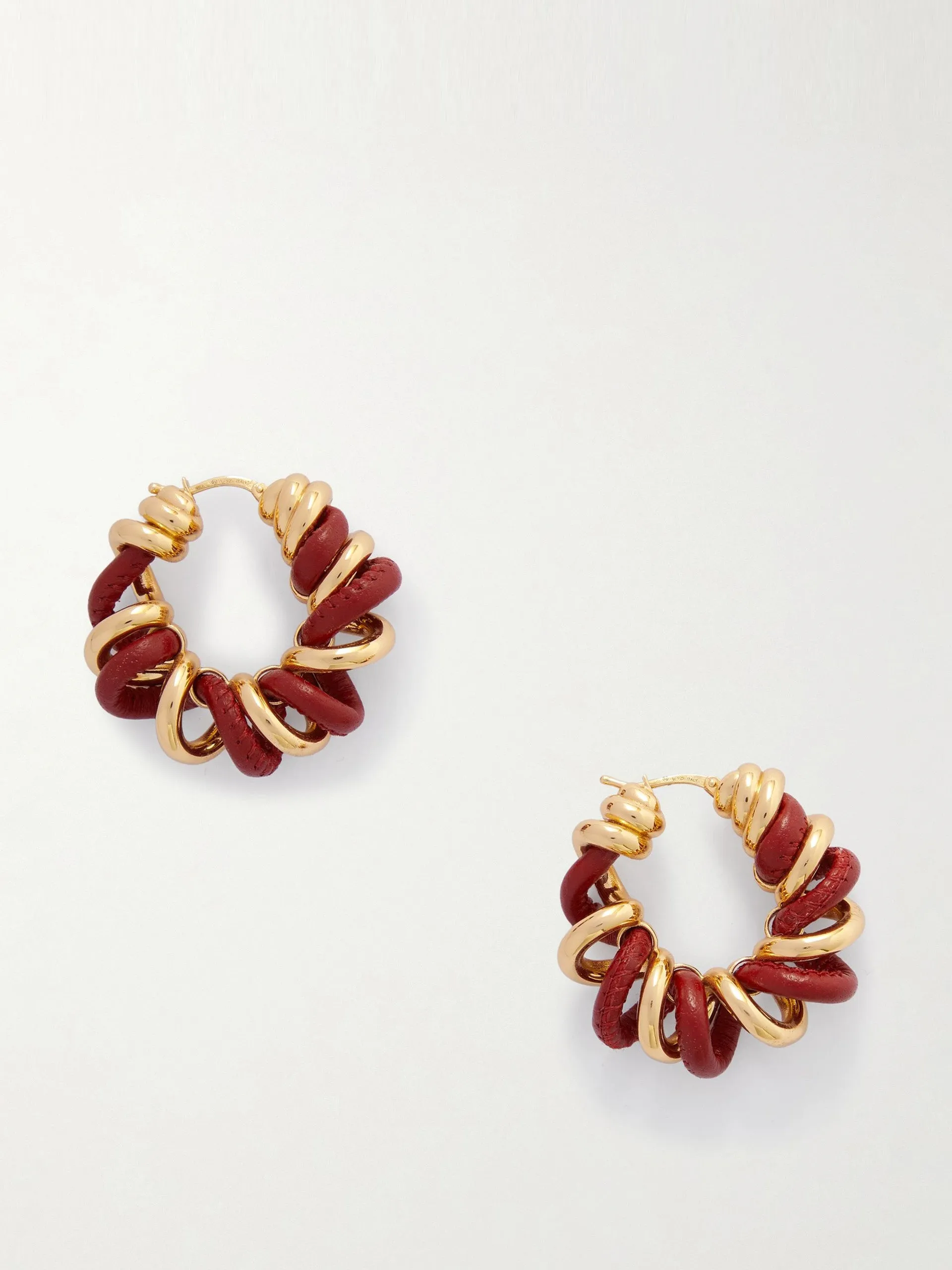Gold vermeil and leather hoop earrings