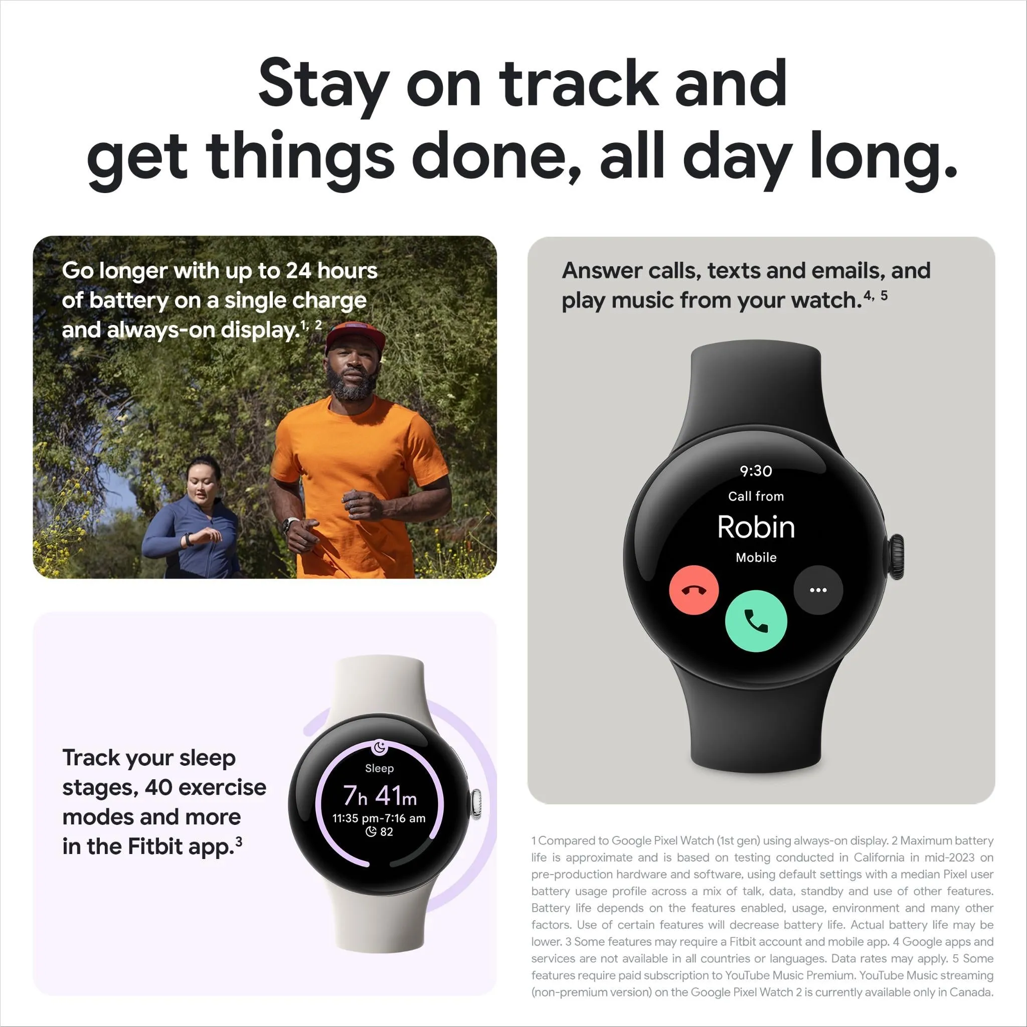 Google Pixel Watch 2 LTE (Polished Silver with Bay Active Band)