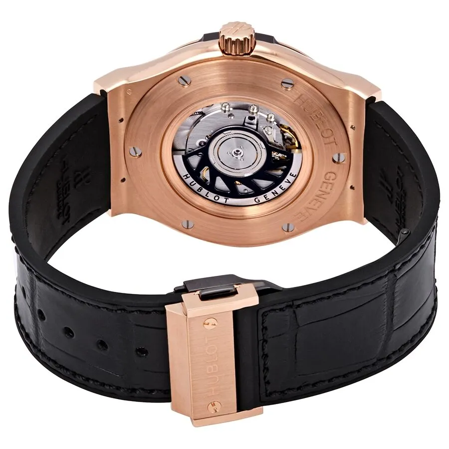 Hublot Classic Fusion Opalin Dial 18K Rose Gold Black Alligator Rubber Men's Watch 511.PX.2610.LR