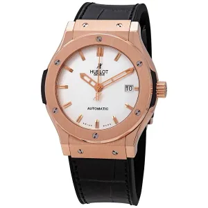 Hublot Classic Fusion Opalin Dial 18K Rose Gold Black Alligator Rubber Men's Watch 511.PX.2610.LR