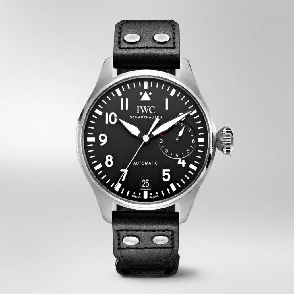IWC Schaffhausen Pilot Automatic Stainless Steel Black Dial Mens Watch IW501001