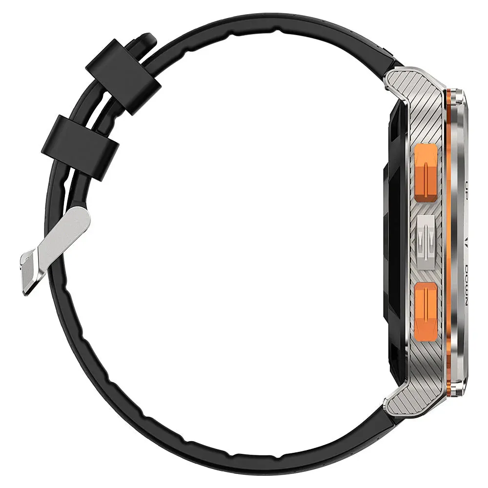Kospet Tank M3 Ultra Smart Watch Silver Stainless Steel Case With Black Silicone Strap