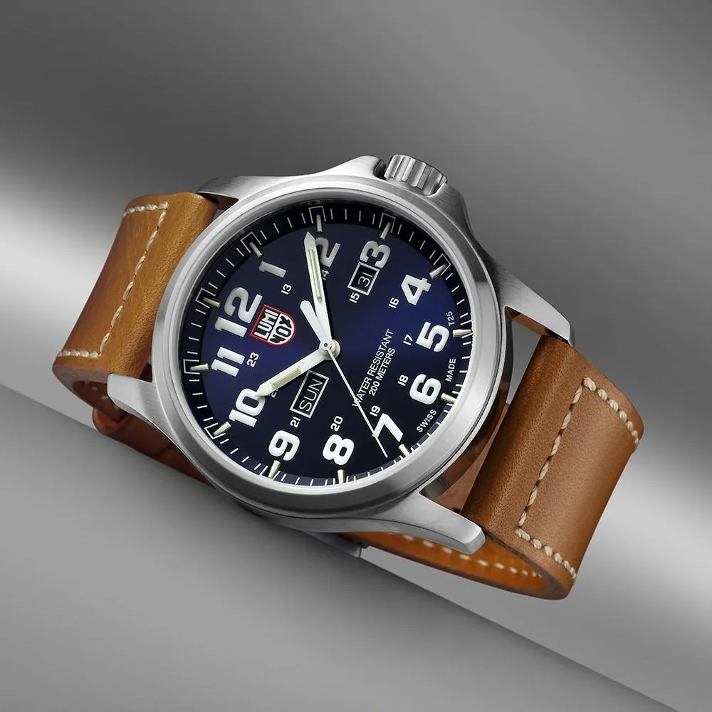 Luminox Atacama Field Day Date 1920 Mens Brown Leather Band Blue Dial Quartz Analog Watch - XL.1924