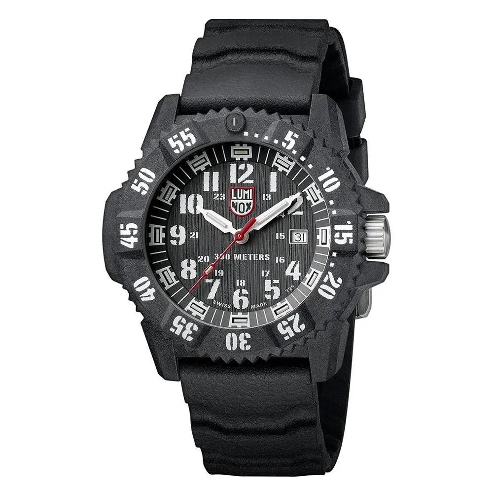 Luminox Men's Master Carbon SEAL 3800 Series Black Rubber Band Black Analog Dial Quartz Watch - XS.3801.L