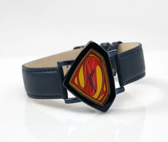 Man of Steel Superman Shield Watch - Blue - Leather Strap (MOS 5008)