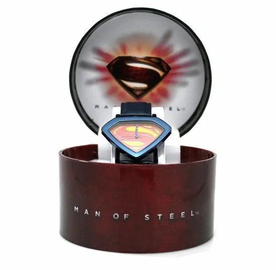 Man of Steel Superman Shield Watch - Blue - Leather Strap (MOS 5008)