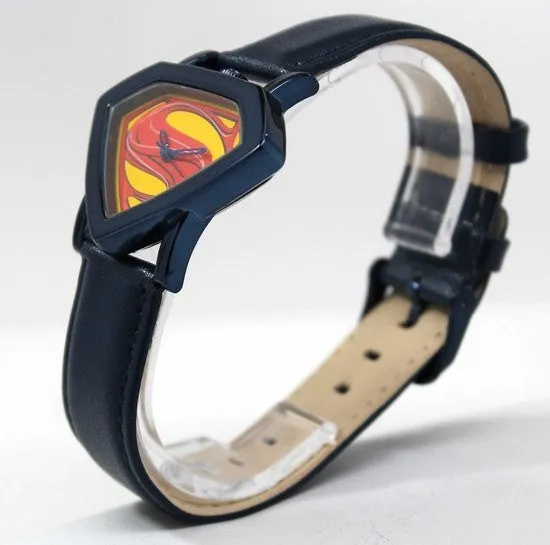 Man of Steel Superman Shield Watch - Blue - Leather Strap (MOS 5008)