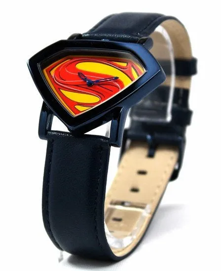 Man of Steel Superman Shield Watch - Blue - Leather Strap (MOS 5008)