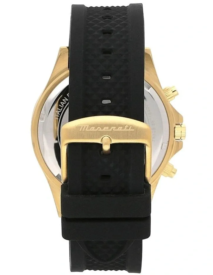 MASERATI SFIDA 44mm,chronograph,Yellow Gold PVD case,Screw Case Back and Crown Strap WR100m - R8871640001
