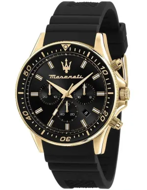 MASERATI SFIDA 44mm,chronograph,Yellow Gold PVD case,Screw Case Back and Crown Strap WR100m - R8871640001