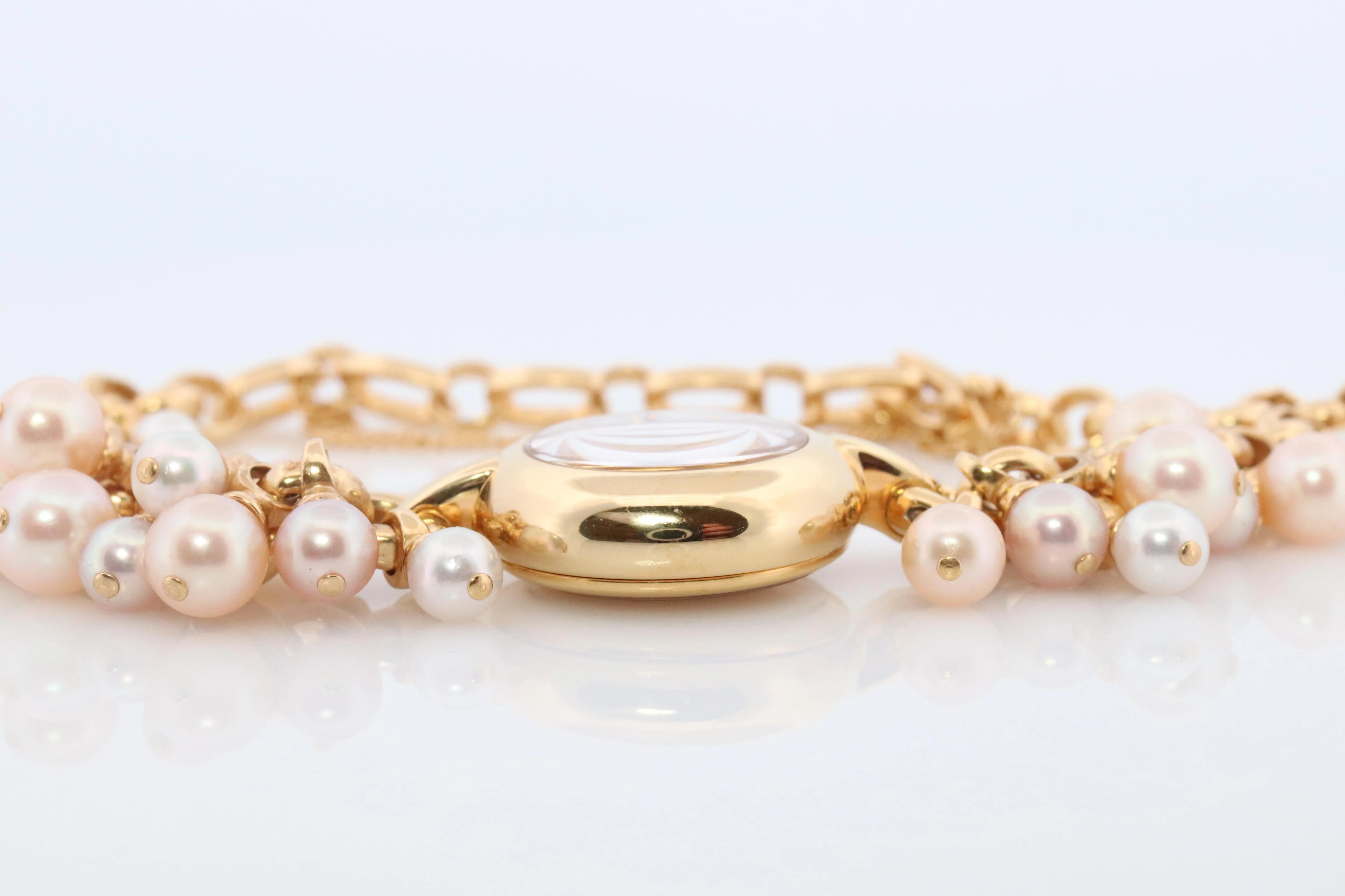 Mikimoto Watch. Mikimoto Pearl Dangle Bracelet Ladies Watch. MOP Dial