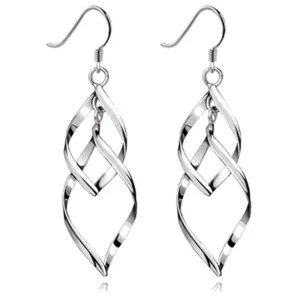 New Hot Fashion Hollow Metal Flower Plating Silver Leaf Drop Earrings Jewelry Multilayer Tassel long Earrings