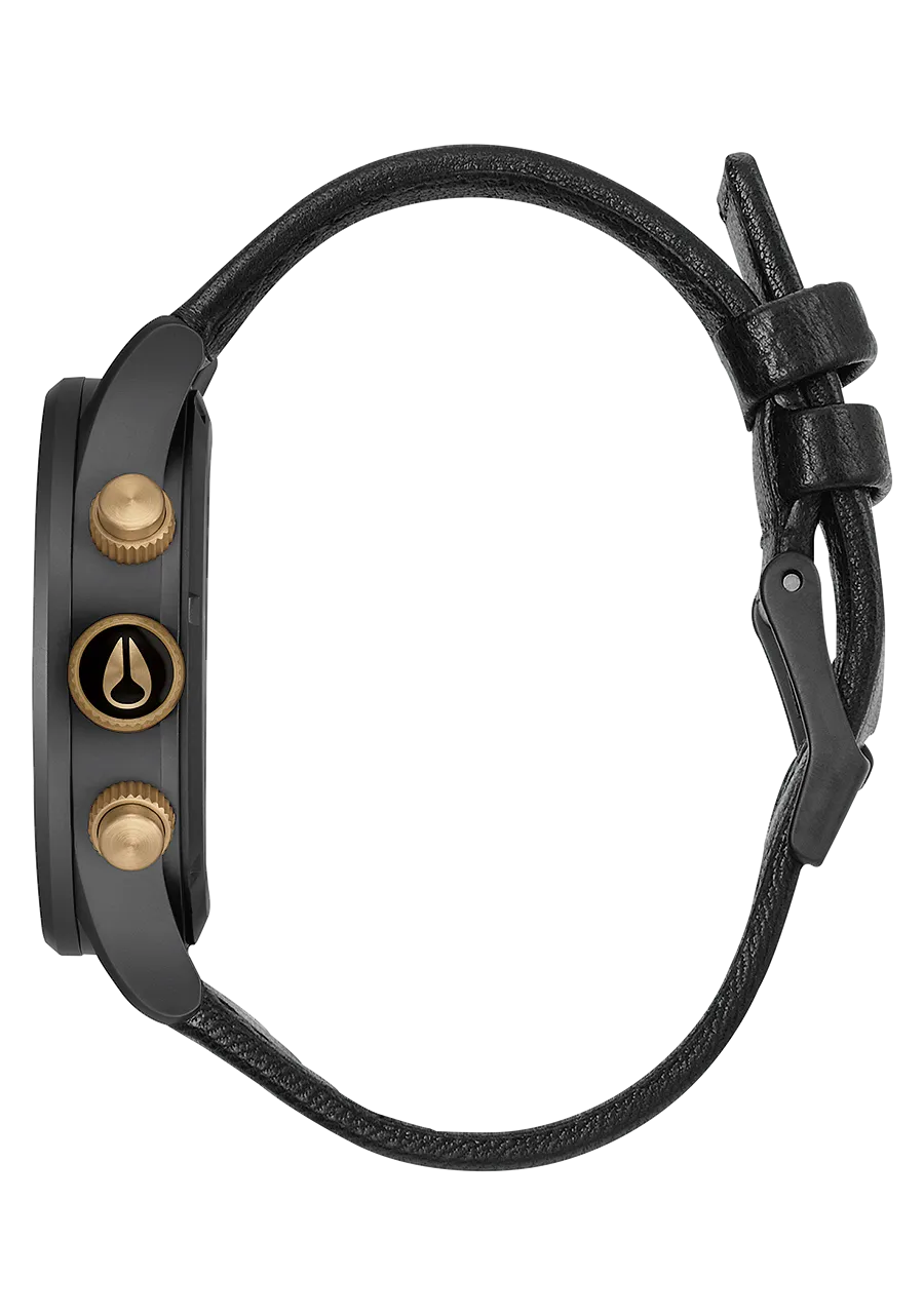 Nixon Sentry Chrono Leather - Matte Black/Gold/Black