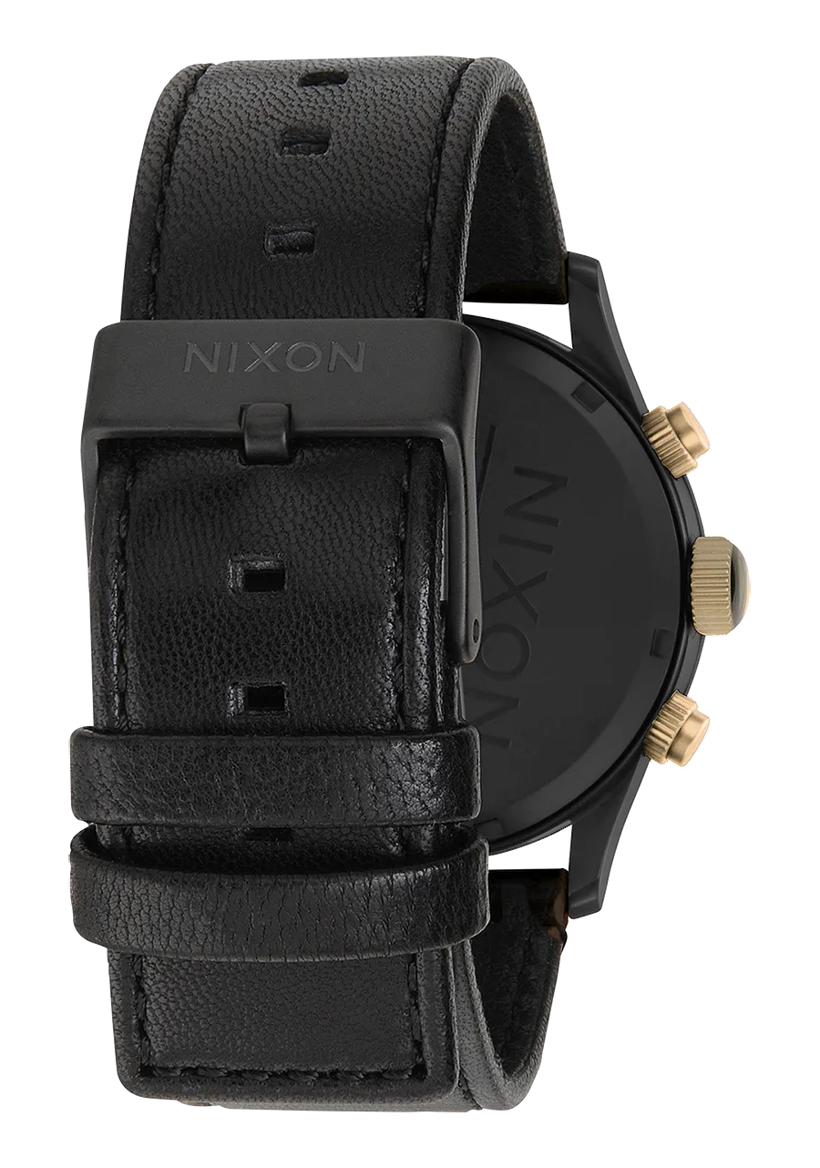 Nixon Sentry Chrono Leather - Matte Black/Gold/Black