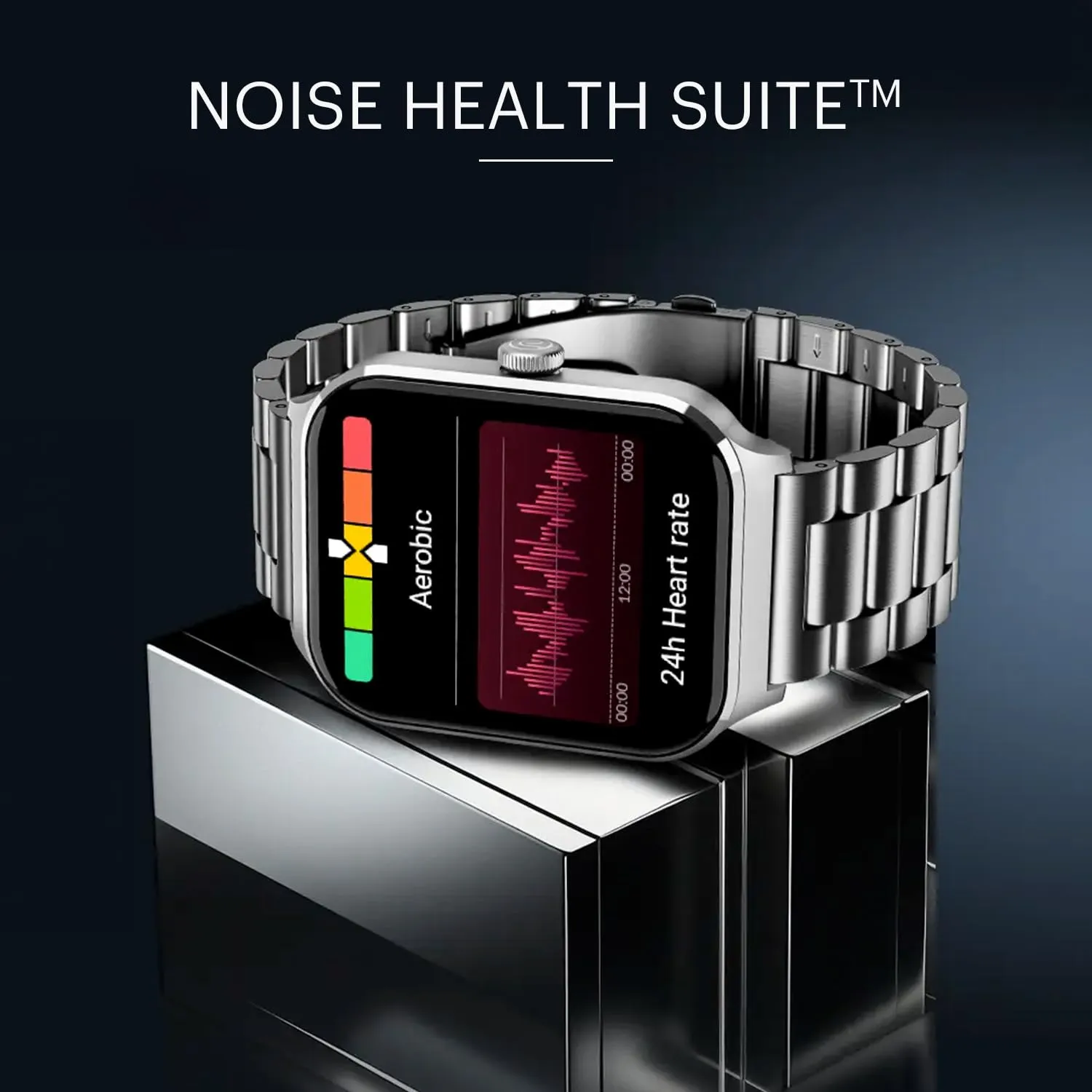 Noise Canvas Smart Watch with 1.96" Vivid Display, Functional Crown, BT Calling, 150  Watch Faces, AI Voice Assistant, Health Suiteᵀᴹ, 100  Sports Modes, IP67, Upto 7 Days Battery (Elite Silver)