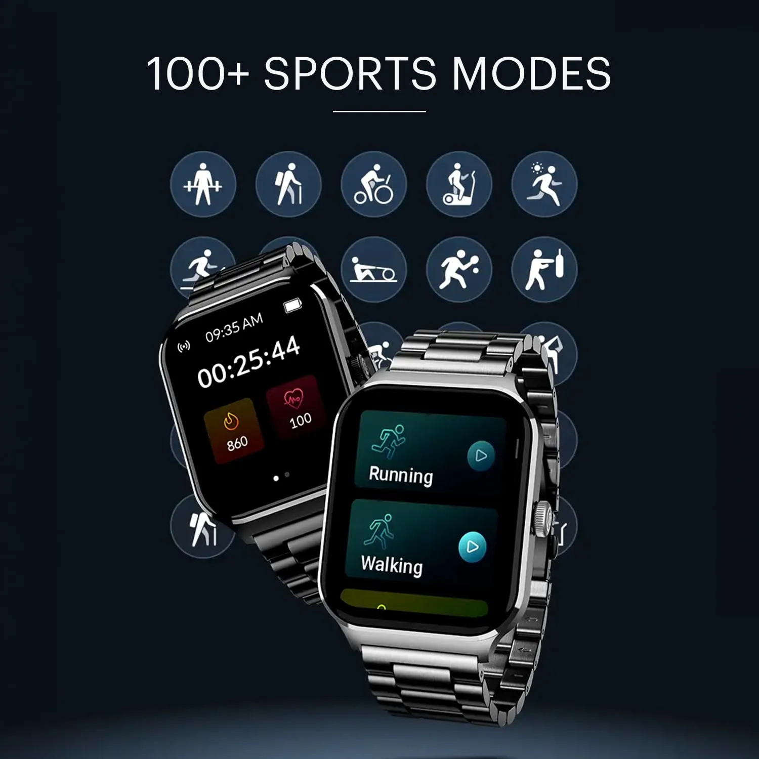 Noise Canvas Smart Watch with 1.96" Vivid Display, Functional Crown, BT Calling, 150  Watch Faces, AI Voice Assistant, Health Suiteᵀᴹ, 100  Sports Modes, IP67, Upto 7 Days Battery (Elite Silver)