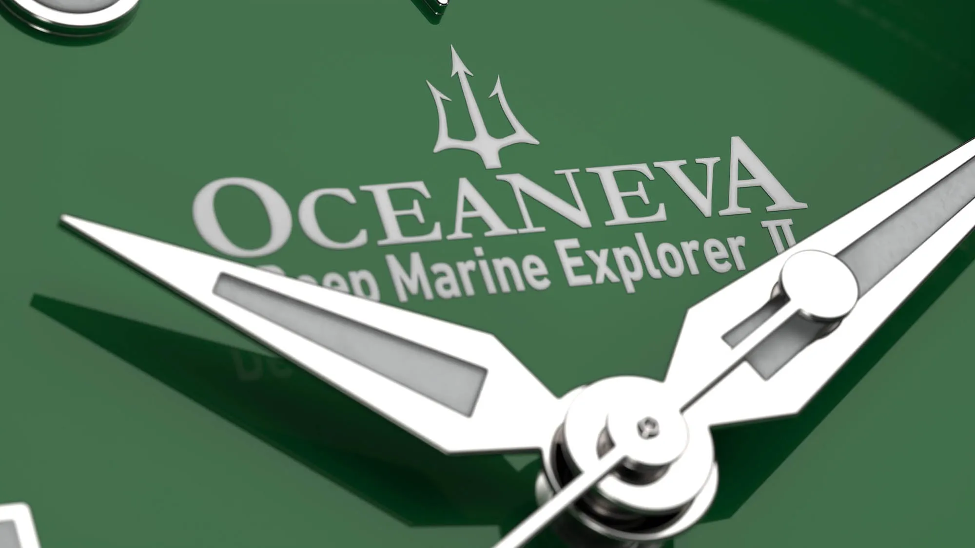 Oceaneva Mens Deep Marine Explorer II Damascus Steel Watch Green Dial