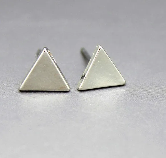 Pameng 2pair/lot New fashion black Silver Color  western triangle round flash stud earrings for women gifts jewelry Gold Color
