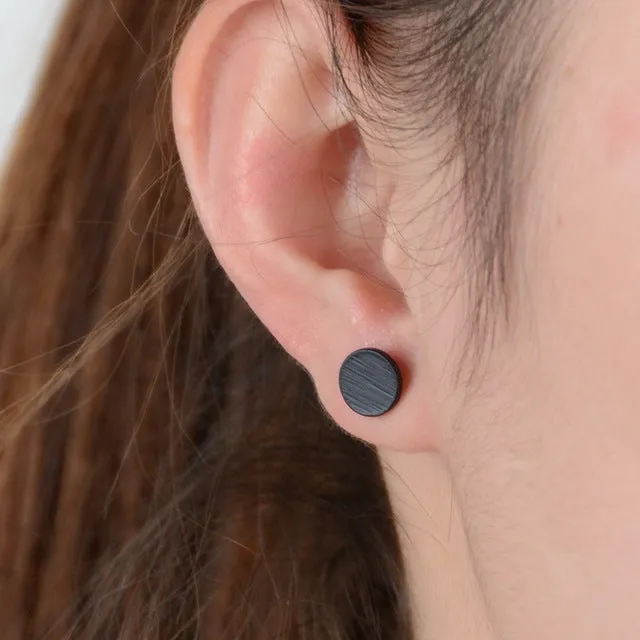 Pameng 2pair/lot New fashion black Silver Color  western triangle round flash stud earrings for women gifts jewelry Gold Color