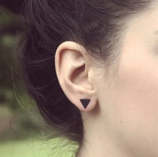 Pameng 2pair/lot New fashion black Silver Color  western triangle round flash stud earrings for women gifts jewelry Gold Color