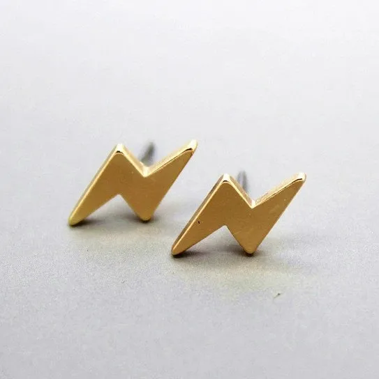 Pameng 2pair/lot New fashion black Silver Color  western triangle round flash stud earrings for women gifts jewelry Gold Color