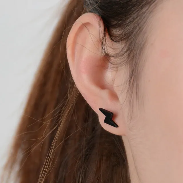 Pameng 2pair/lot New fashion black Silver Color  western triangle round flash stud earrings for women gifts jewelry Gold Color