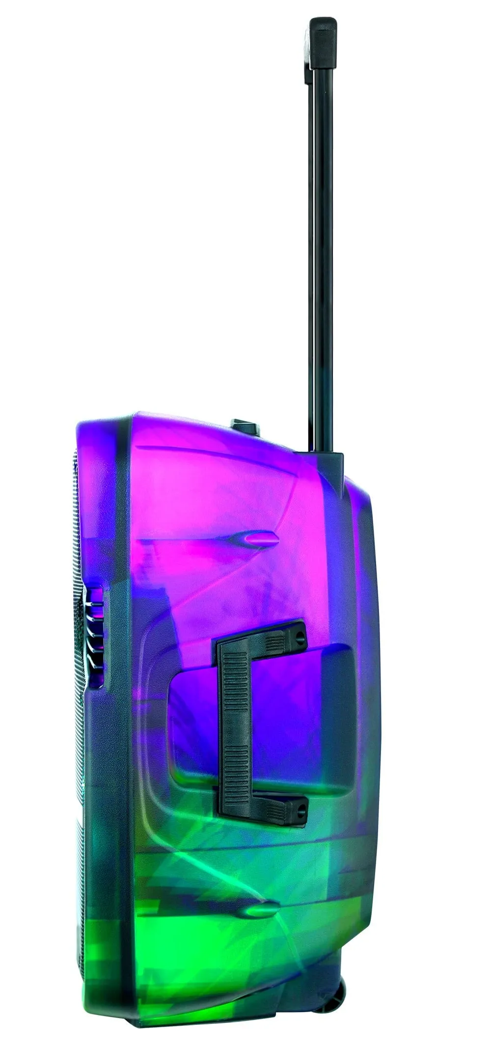 QFX TMS-1560 15 Portable Bluetooth Rechargable Party Speaker with Translucent Motion Party Lights and Remote