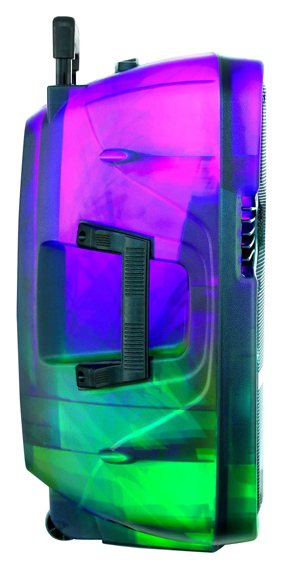 QFX TMS-1560 15 Portable Bluetooth Rechargable Party Speaker with Translucent Motion Party Lights and Remote