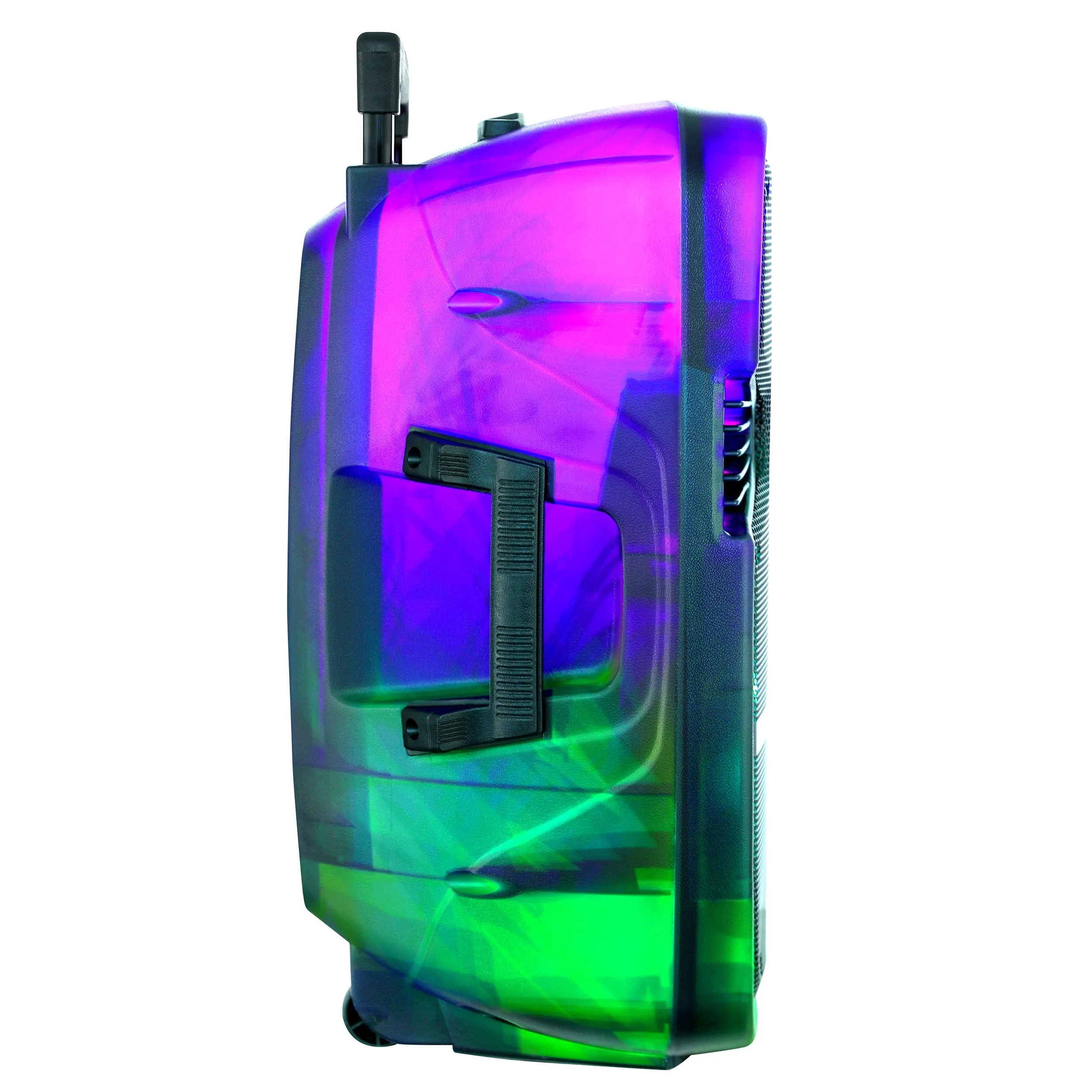 QFX TMS-1560 15 Portable Bluetooth Rechargable Party Speaker with Translucent Motion Party Lights and Remote