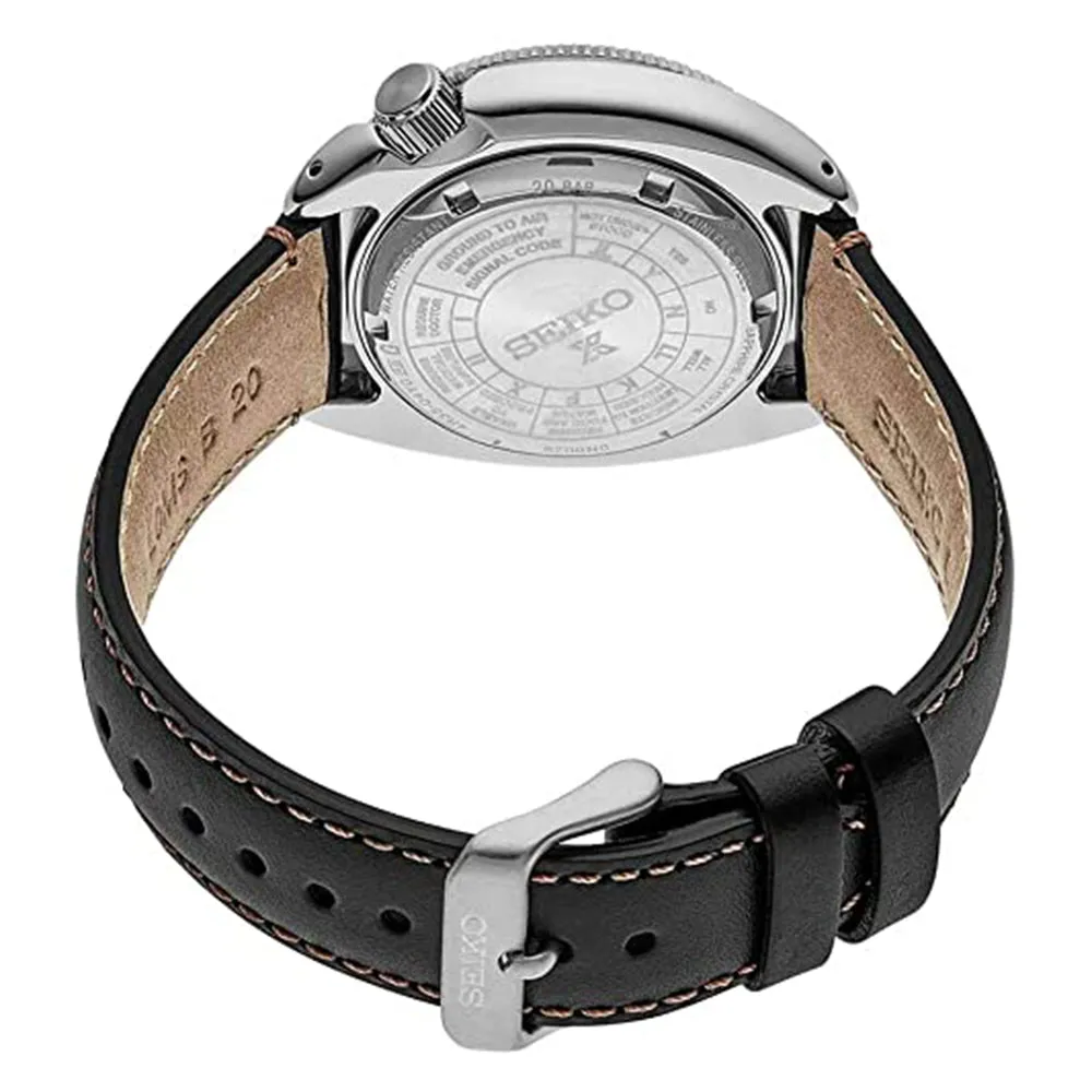 SEIKO Mens Black Dial Leather Band Automatic with Manual Winding Watch - SRPG17