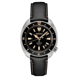 SEIKO Mens Black Dial Leather Band Automatic with Manual Winding Watch - SRPG17