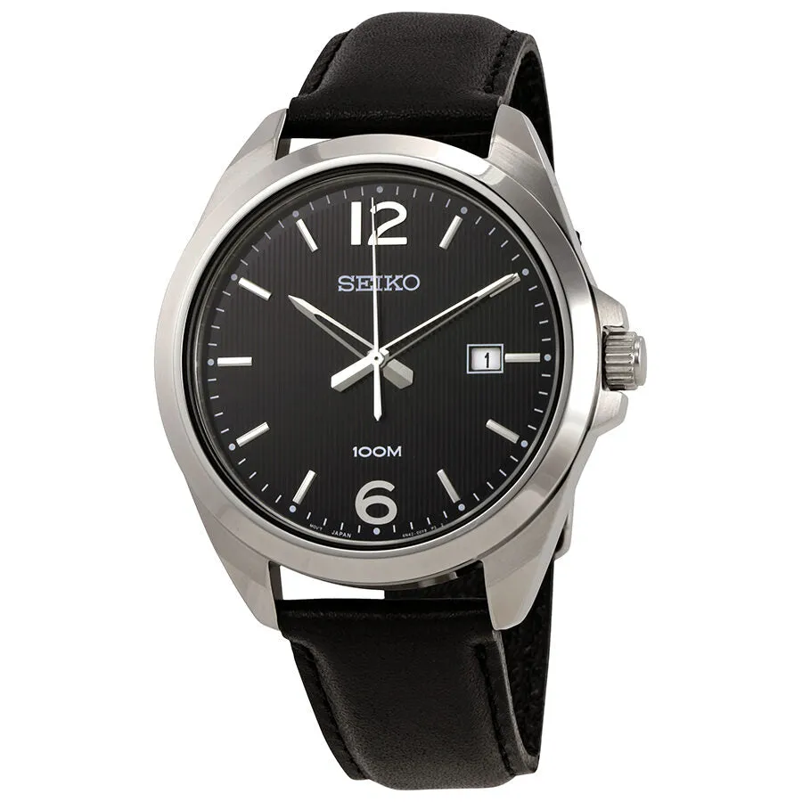 Seiko Neo Classic Black Dial Black Leather Men's Watch SUR215