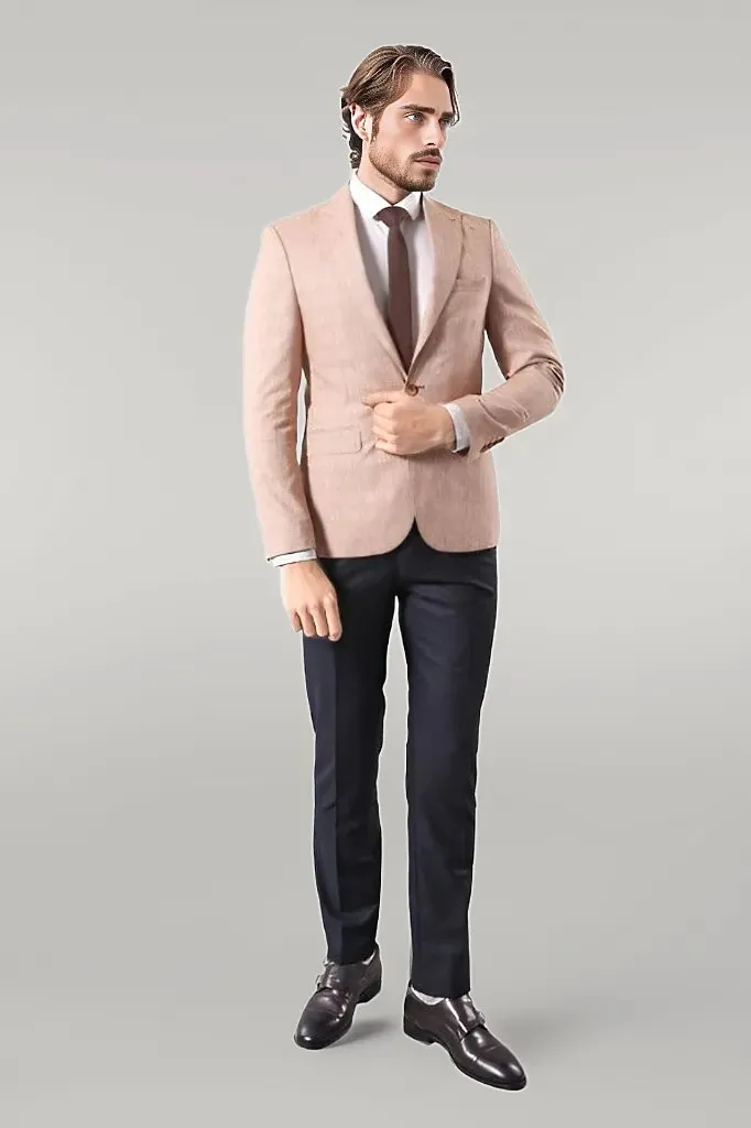 Single Button Plaid Beige Blazer - Wessi