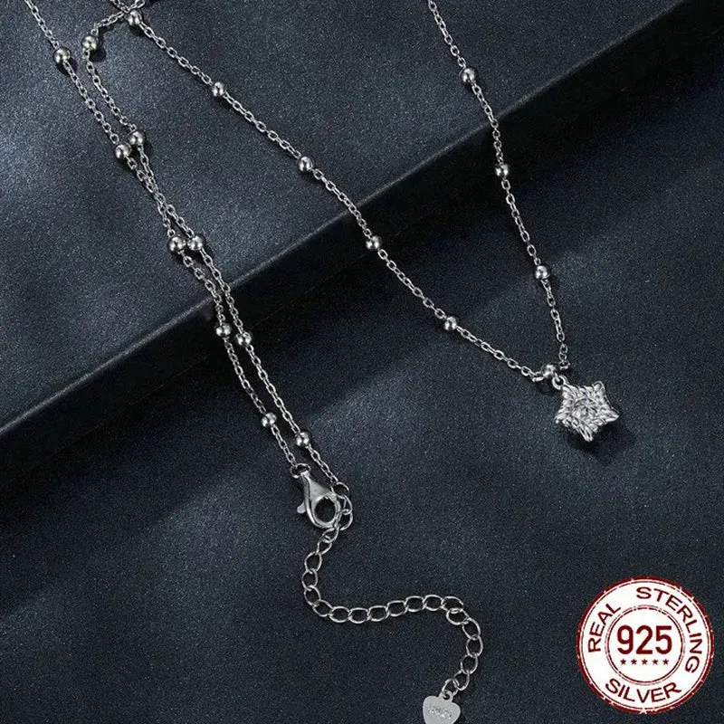 Star Brilliant Cut Moissanite Pendant Necklace 925 Silver Flower Lab Diamond Test Past D Color Gemstone Necklace