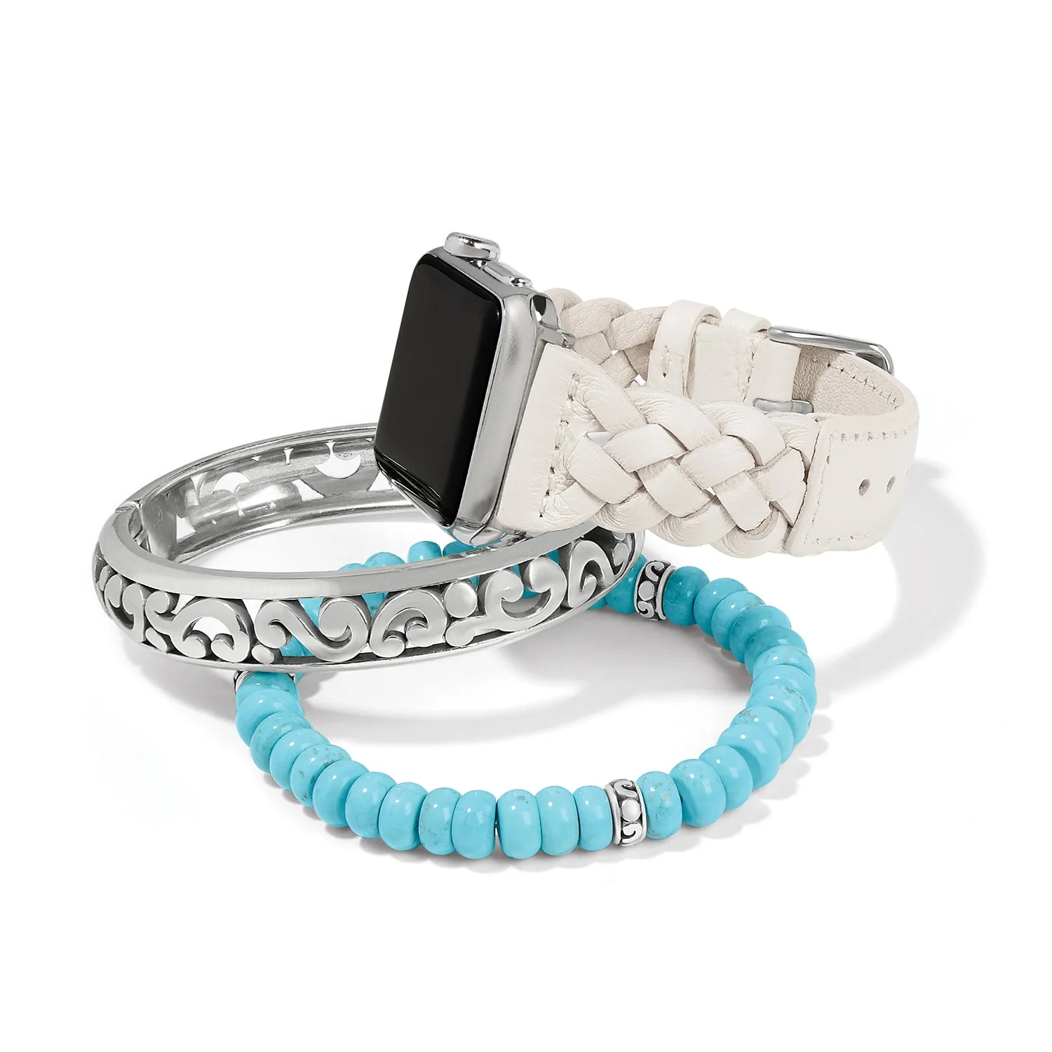 Sutton Braided Leather Watch Band White