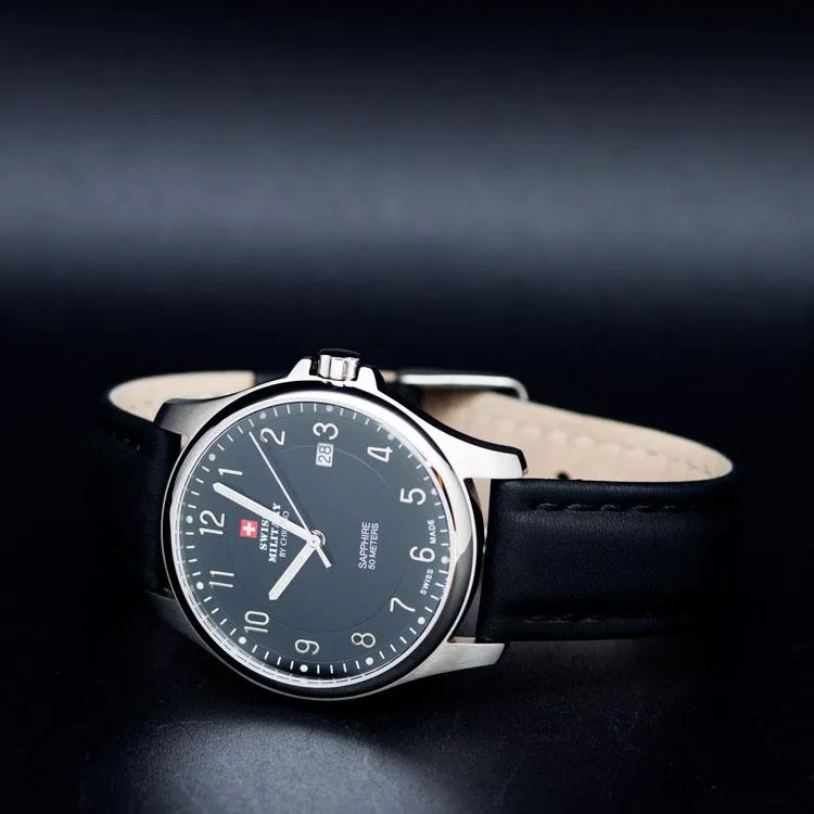 Swiss Military Black Leather Men's Watch - SM30137.06