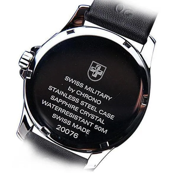 Swiss Military Black Leather Men's Watch - SM30137.06