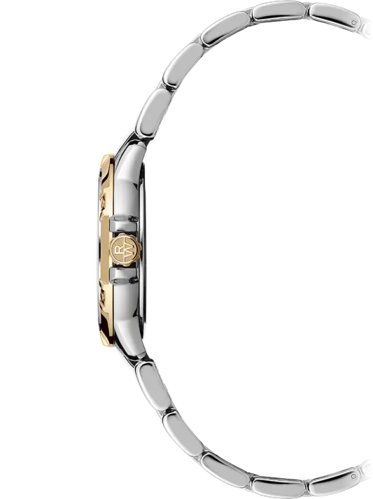 Tango Classic Ladies Quartz Two-Tone White Dial Steel Date Watch, 30mm    Stainless Steel Bracelet, Yellow Gold PVD, Sunrayed White Dial, Indexes - 5960-STP-30041