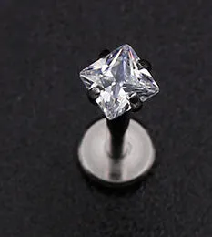 Top Fashion 100% Titanium G23 Daith Tragus Ear Lip Piercing Prong AAA Zircon Labret Cartilage Gem Piercing 1.2*8mm Body Jewelry