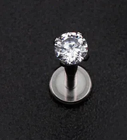 Top Fashion 100% Titanium G23 Daith Tragus Ear Lip Piercing Prong AAA Zircon Labret Cartilage Gem Piercing 1.2*8mm Body Jewelry