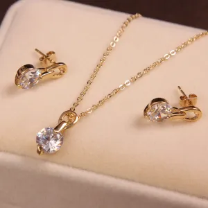 ZOSHI Wedding Jewelry Sets Gold Color Chain CZ Stone Pendant Necklaces   Stud Earrings Woman Wholesale African Jewelry Sets Gift